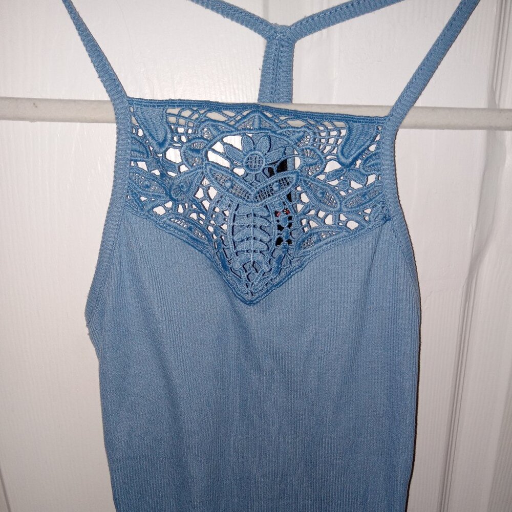 Impulsive Juniors Baby Blue pretty lace embroidery tank top